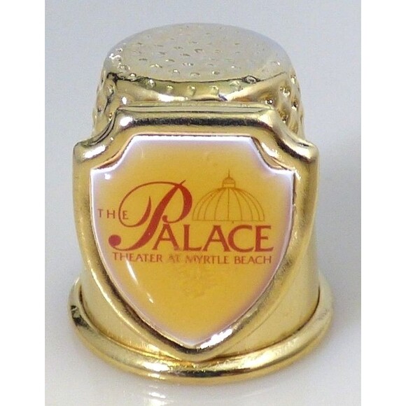 Myrtle Beach SC Thimble Souvenir The Palace Theater Gold Tone Metal Vintage - Picture 3 of 11